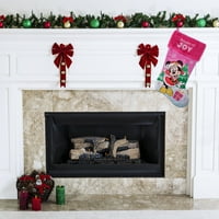 Božićna velur čarapa sezona radosti, visoka, ružičasta, višebojna