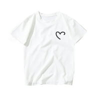 Roliyen Womens Tops Girls Plus veličina cvjetni print u obliku srca košulja kratka rukava O-Neck majica gornja