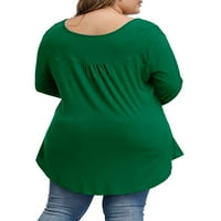 Ženska majica Henleigh Plus size dugih rukava s izrezom u obliku slova u, bluza s plamenom, Nabrane tunike, Gornji