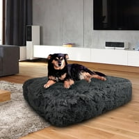 Pravokutni krevet za pse za kućne ljubimce Bessie i Barnie u sivoj boji s luksuznom dlakom i dodatnim plišom od