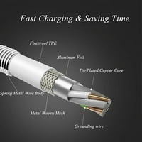 Izdržljivi 6ft metalni pleteni kabel punjač žica za sinkronizaciju napajanja podatkovni kabel [podržava brzo punjenje]