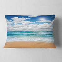 Dizajnerski dizajn mirne morske obale pod bijelim oblacima-Moderni jastuk za plažu-12.20
