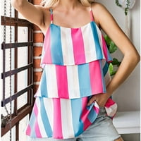 Tank vrh za žene Stripe Print Tier Spaghetti Spaghetti remen Camisole Summer Beaveless bez rukava majice