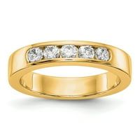 0,47 karata. Zaručnički prsten od prirodnog kamena od žutog zlata od 14 karata s kanalom od kamena