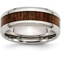 Emajlirani prsten s umetkom od poliranog smeđeg drveta od nehrđajućeg čelika, Dostupan u nekoliko veličina