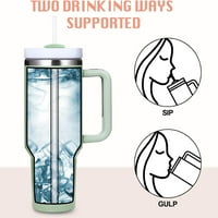 čaša od 1 oz s ručkom i slamnatim poklopcem vakuumski izolirana šalica za višekratnu upotrebu nepropusna boca