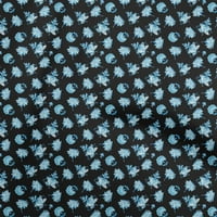 Pamučni poplin od pamuka, Crna Tkanina s cvjetnim uzorkom u stilu jakobinskih zanata, ukrasna tkanina s otiskom