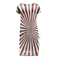 Ersazi Dan neovisnosti Očišćenja 4. srpnja Ženski ljetni kratki rukav okrugli vrat tiskana haljina za rezanje