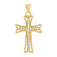 14k dvobojna zlatna Muška ogrlica s križem i religioznim šarmom širine 35 inča pokloni za nakit za muškarce