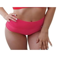 2 / ženske jednobojne kratke hlače visokog struka s otvorenim leđima, mini hlače, ružičasto-crveni donji dio
