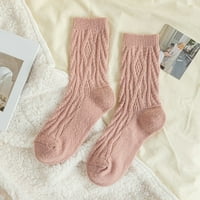 Ženske čarape jesen zima teksturirani zavoj tople obične kućne čarape za žene