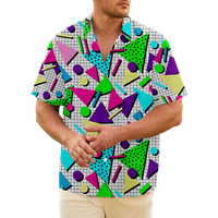Muška majica Vintage Retro 80-ih 90-ih s geometrijskim uzorkom, Slatki mekani gornji dio crtića za muškarce i