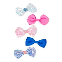 Wonder Nation Girls Sequin Grosgrain Salon Bow, Pack