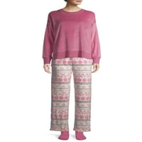 Sleep & Co ženske i žene plus plišane hlače pidžama s čarapama, dvodijelni set
