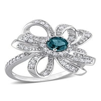 Miabella Ženska karat T.G.W. London Blue Topaz & White Topaz Sterling Silver Cvjetni prsten