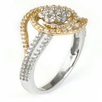 Imperial 10k bijelo zlato ct TW dijamantski klaster zaobilazni zaručnički prsten s podijeljenim rukom sa žutim