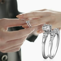 Prstenovi za žene poklon za Majčin dan ženski modni prsten srebrni okrugli dijamantni zaručnički prsten poklon