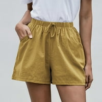Ženske pamučne i lanene kratke hlače s elastičnim strukom, ljetne Ležerne udobne kratke hlače za plažu, široke