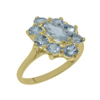 Ženski prsten od pravog akvamarina od žutog zlata 14k britanske proizvodnje - opcije veličine-veličina 8,25