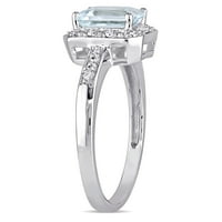 Miabella Ženski CT Aquamarine i Diamond Accent 10kt bijelo zlato halo koktel prsten