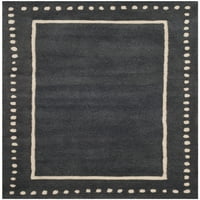 Vuneni tepih u boji s jednobojnim obrubom u točkicama, Tamno siva slonovača, 2 '3 5'
