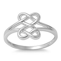 Ženski svjetlucavi prsten od keltskog čvora od srebra