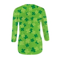 Vrhovi rukava za žene, majica s ženskim rukavima Lucky St Patricks Day majice SHAMROCK IRISKI TOPS Redovito fit