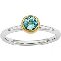 Prsten od čistog srebra s plavim topazom i zlatnom pločom