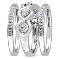 Miabella Carat T.G.W. Bijeli safir i karat T.W. Dijamant 14K bijelo zlato Infinity 3-dijelni set prstena