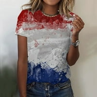4. srpnja Košulje Žene, majica neovisnosti Majica Star prugaste grafičke majice casual kratkih rukava ljetni vrhovi