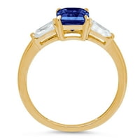 2. CT Brilliant Smaragd Chist Clear Simulirani dijamant 18K žuto zlato prsten s tri kamena SZ 8,75