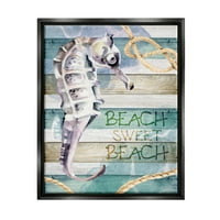 Studell Sweet Beach Seahorse Nautical Unom Pejzažno slikanje crne plodove uokvirene umjetničkim printom zid umjetnost