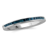 Carat T.W. Baguette izrezan plavi dijamant srebrni prsten