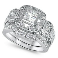& Pojačalo; & pojačalo; njegov i njezin Set Zaručničkih prstenova od srebra & pojačalo; vjenčani prstenovi za