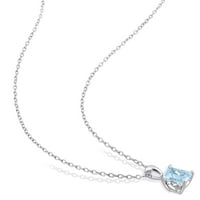 Miabella Women's 1- Carat T.G.W. Smaragdno izrezano nebo plavi topaz sterling srebrni pasijans privjesak s lancem