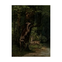 Zaštitni znak likovna umjetnost 'jeleni u šumi' platno umjetnost courbeta