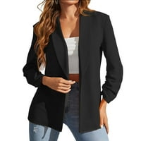 Qolati Blazers For Women Business casual dugih rukava Otvorena prednja jakna klasično FIT SOLID BLAZE ODREDITE