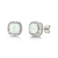 Dijamantni naglasak, stvoren Opal & White Sapphire Sterling Silver set nakita