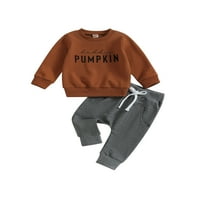 Dojenčad Baby Halloween Outfit tati's Bumpkin Print dugih rukava Tweecring Twicting Tops Duge hlače Set Fall Winter