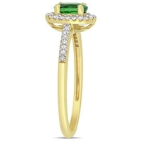 Miabella Ženska karat T.G.W. Ovalno izrezana tsavorit & carat t.w. Dijamant 10kt žuti zlatni halo prsten