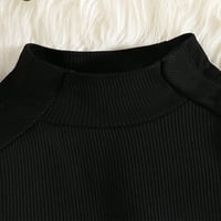 Jesenski set za djevojčice, rebrasti pulover u punoj boji s dugim rukavima S volanima + kratke hlače s printom