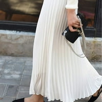 + ženska jednobojna nabrana elegantna Maksi midi suknja s elastičnim strukom, bijela, Jedna veličina