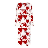 Asimetrična haljina za žene-mini ležerna moda s printom za Valentinovo haljine s dugim rukavima s okruglim vratom