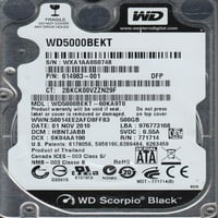 WD5000BEKT-60KA9T0, DCM HBNTJABB, Western Digital 500 GB SATA 2. Tvrdi disk