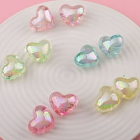 24 * perle u obliku srca za izradu nakita, raznobojne akrilne perle u obliku srca s velikom rupom i užetom za