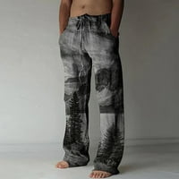 Feternalni muški ležerni labavi i udobne ležerne hlače pamučno platno tiskane hlače za crtanje muške teretne hlače