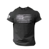 Košulje za muškarce majica s printom američke zastave, bluza s okruglim vratom s kratkim rukavima Na pruge