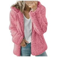 Labakihah Zimski kaputi za žene ženske dame toplo kaput jakna zima O-Neck Čvrsta dugačka odjeća vruća ružičasta