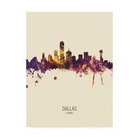 Zaštitni znak portret Dallasa u Teksasu na horizontu, ulje na platnu Michaela TOMPSETTA