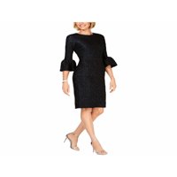 Ženska Crna Midi večernja haljina s plaštom s raširenim rukavima i okruglim vratom od & 8